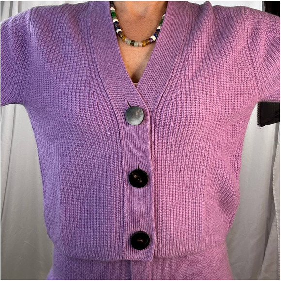 Lisa Yang Minna Cardigan & Vivi Pant Set Lavender 100% Cashmere Sz 2 / M $1210 - Picture 8 of 16